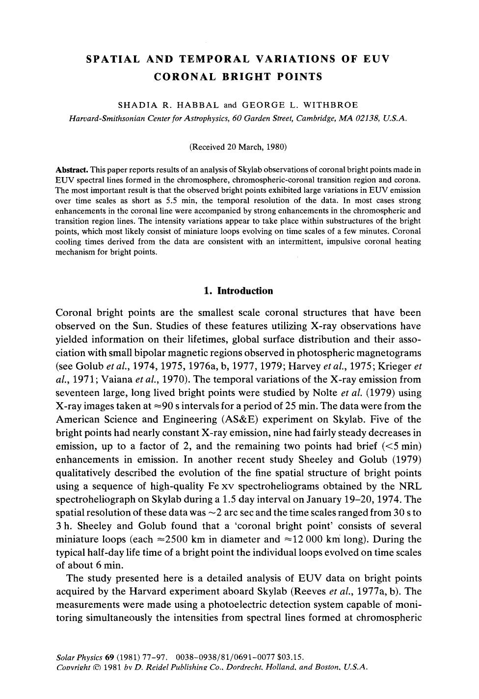 Spatial and temporal variations of EUV coronal bright points by Unknown