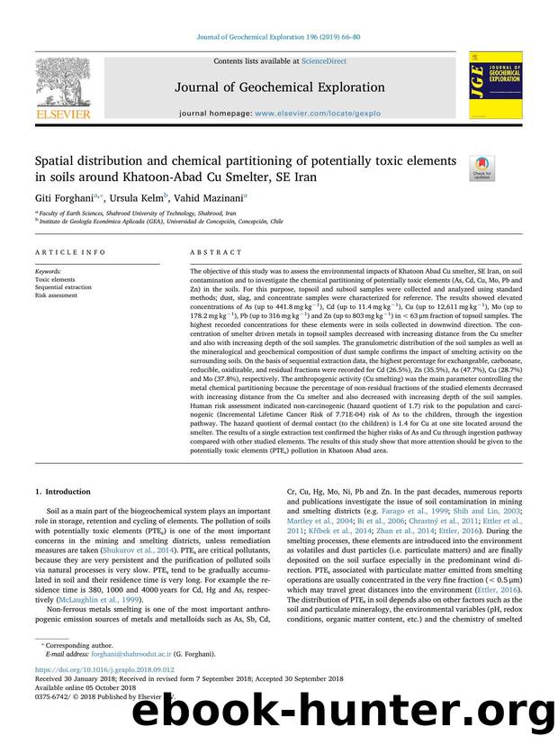 Spatial distribution and chemical partitioning of potentially toxic elements in soils around Khatoon-Abad Cu Smelter, SE Iran by Giti Forghani