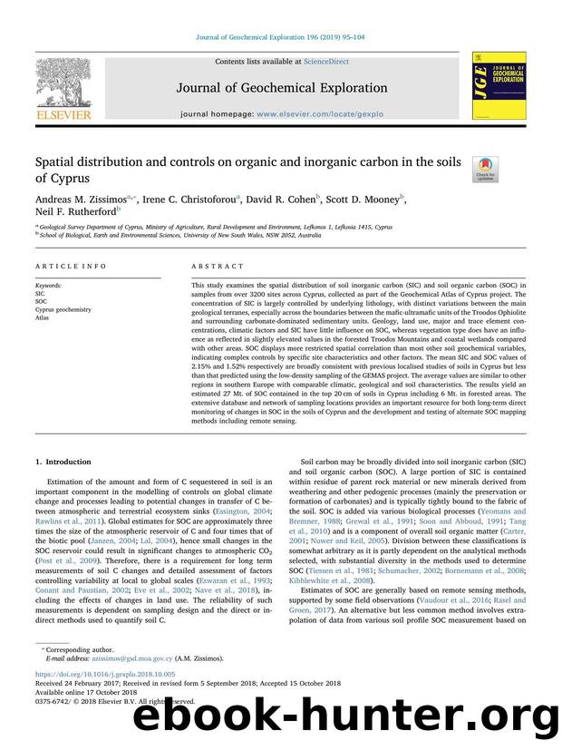 Spatial distribution and controls on organic and inorganic carbon in the soils of Cyprus by Andreas M. Zissimos & Irene C. Christoforou & David R. Cohen & Scott D. Mooney & Neil F. Rutherford