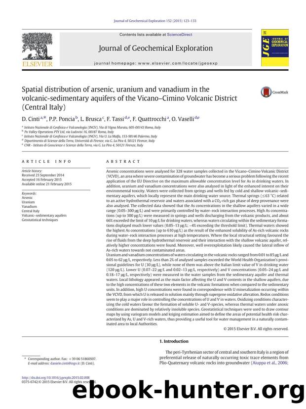 Spatial distribution of arsenic, uranium and vanadium in the volcanic-sedimentary aquifers of the VicanoâCimino Volcanic District (Central Italy) by D. Cinti & P.P. Poncia & L. Brusca & F. Tassi & F. Quattrocchi & O. Vaselli