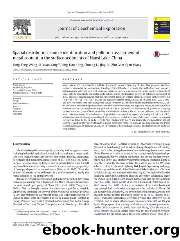 Spatial distribution, source identification and pollution assessment of metal content in the surface sediments of Nansi Lake, China by Long-Feng Wang & Li-Yuan Yang & Ling-Hao Kong & Shuang Li & Jing-Ru Zhu & Yun-Qian Wang