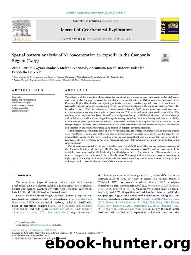 Spatial pattern analysis of Ni concentration in topsoils in the Campania Region (Italy) by unknow