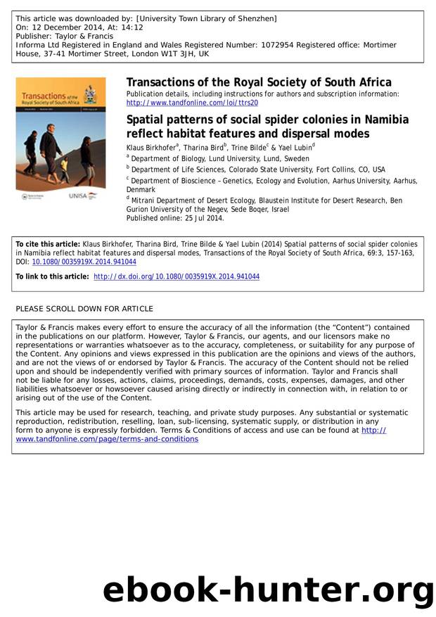 Spatial patterns of social spider colonies in Namibia reflect habitat features and dispersal modes by Klaus Birkhofer