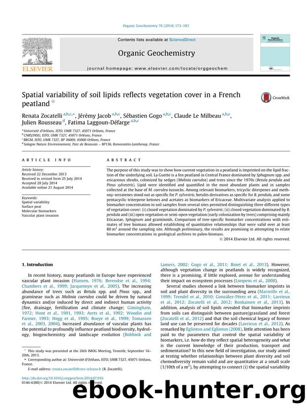 Spatial variability of soil lipids reflects vegetation cover in a French peatland by unknow