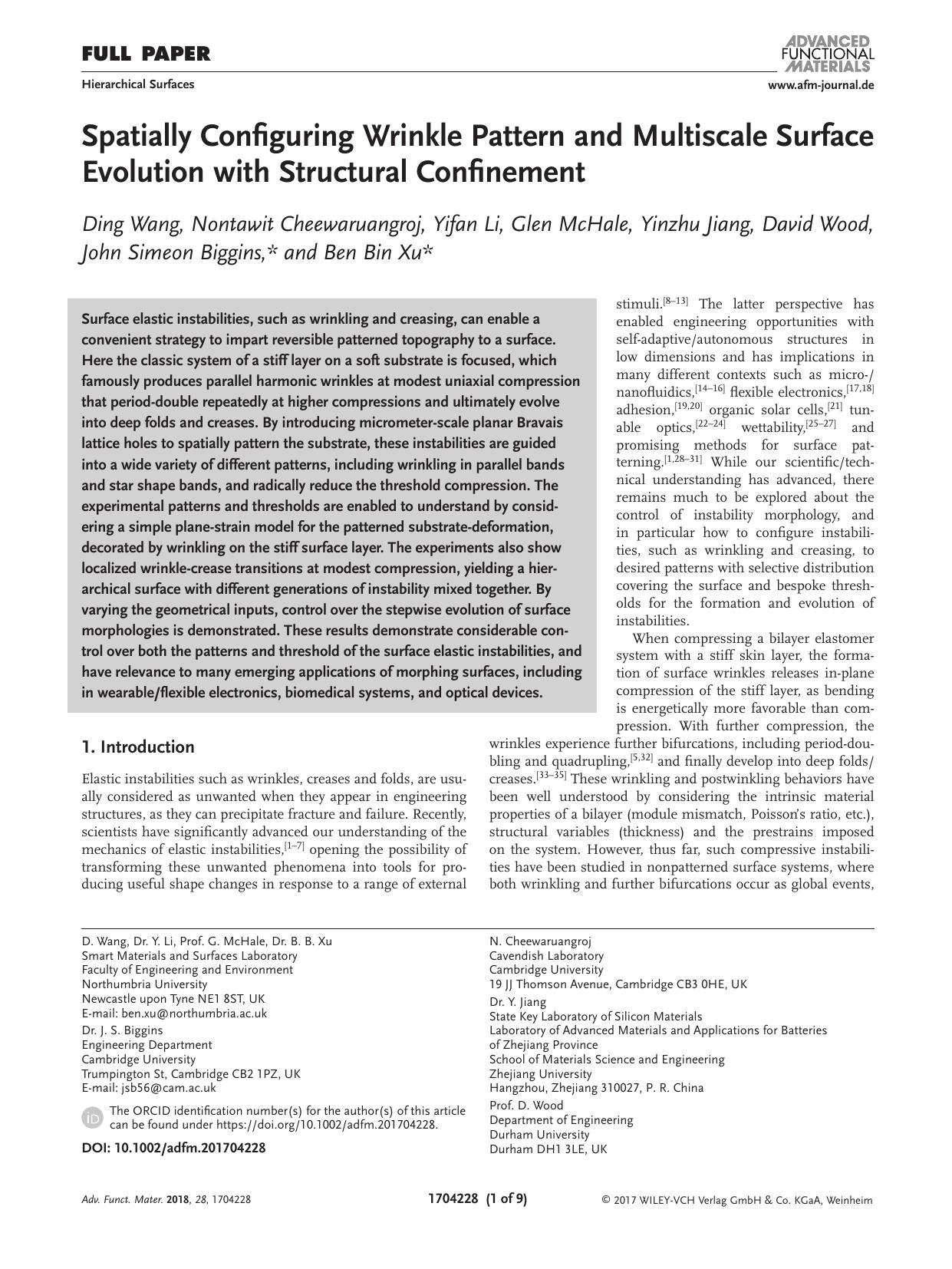 Spatially Configuring Wrinkle Pattern and Multiscale Surface Evolution with Structural Confinement by Unknown