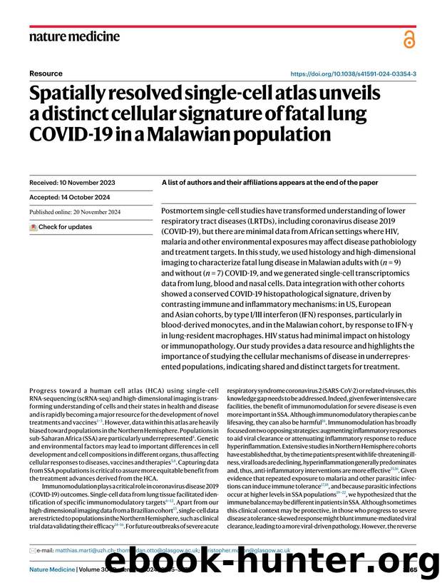 Spatially resolved single-cell atlas unveils a distinct cellular signature of fatal lung COVID-19 in a Malawian population by unknow
