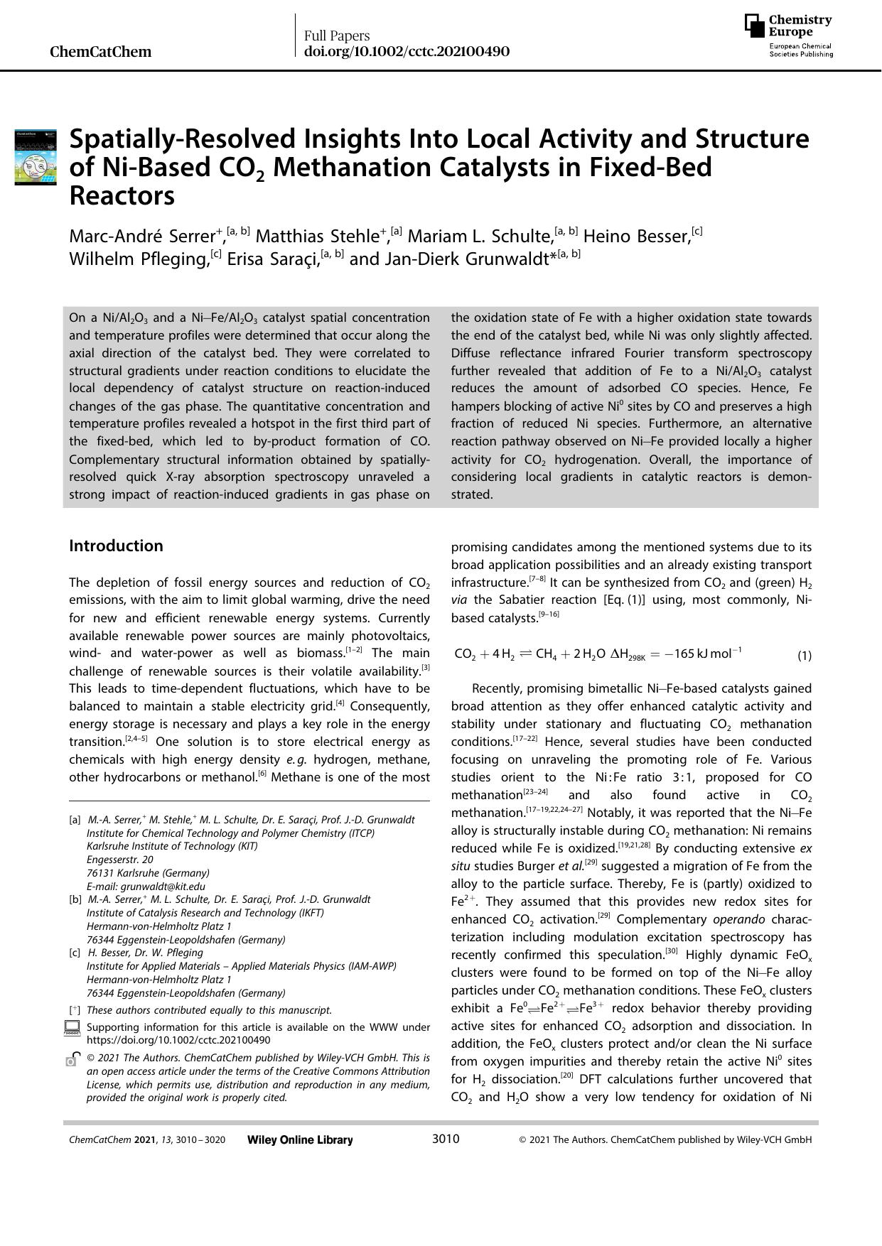 SpatiallyâResolved Insights Into Local Activity and Structure of NiâBased CO2 Methanation Catalysts in FixedâBed Reactors by Unknown
