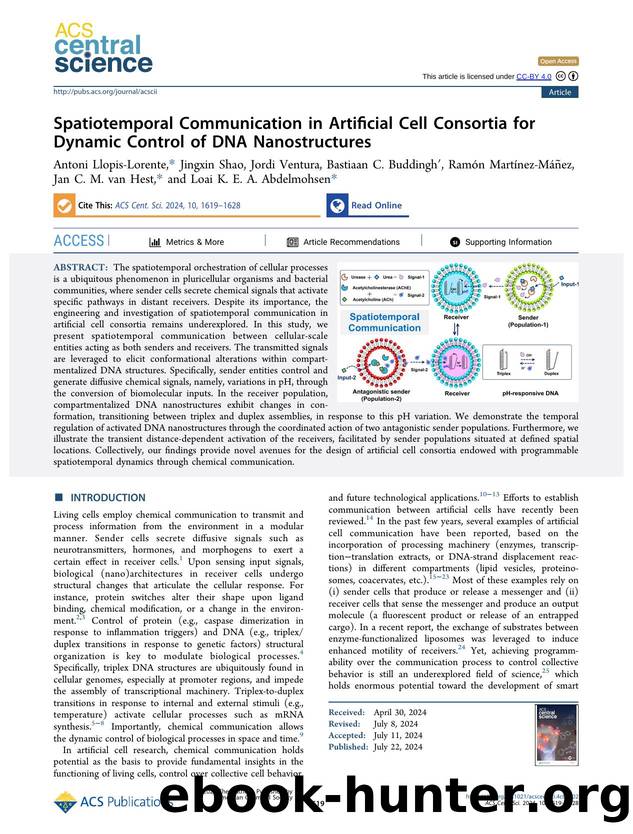 Spatiotemporal Communication in Artificial Cell Consortia for Dynamic Control of DNA Nanostructures by unknow