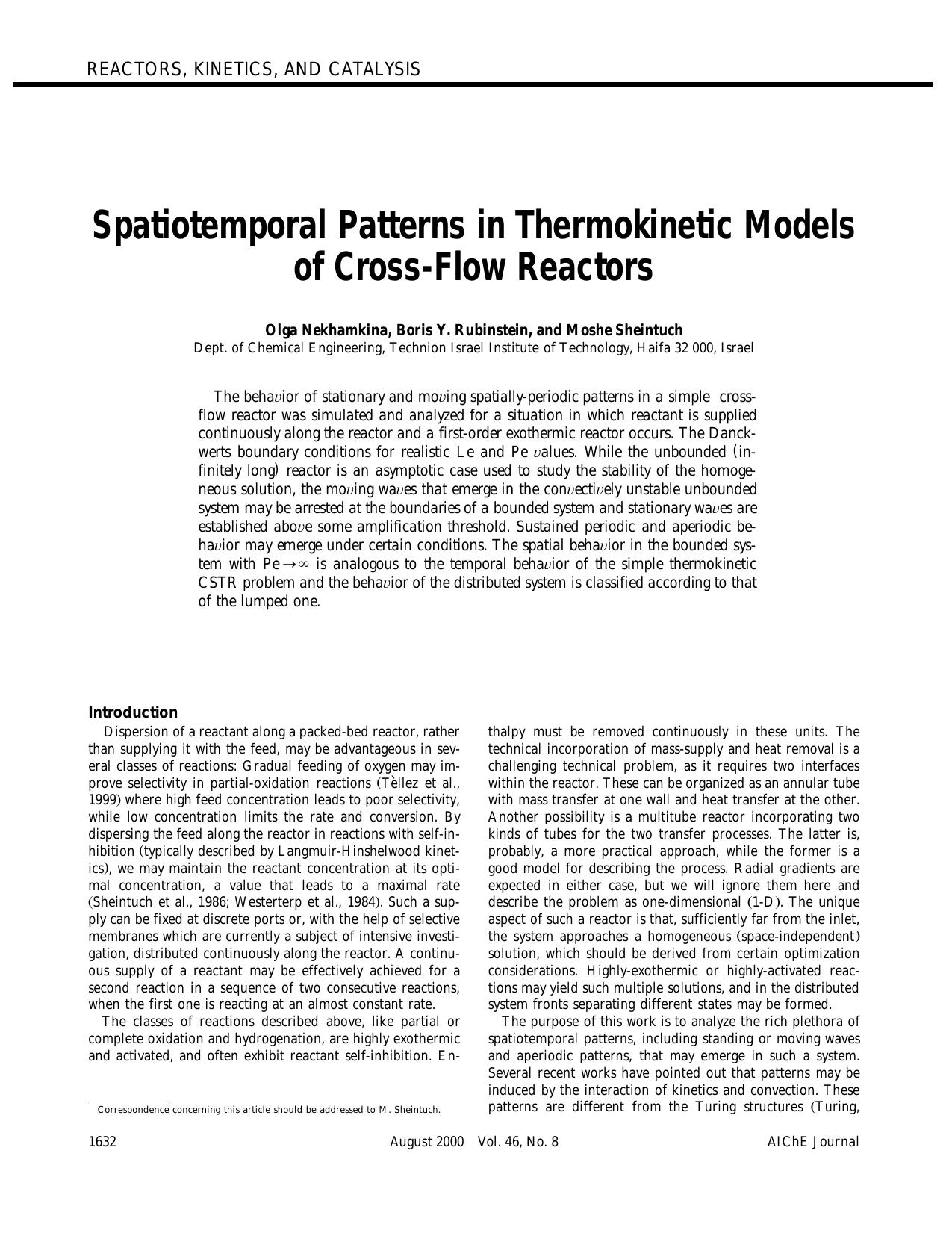 Spatiotemporal patterns in thermokinetic models of cross-flow reactors by ?