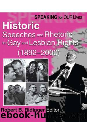 Speaking for Our Lives by Robert B Ridinger