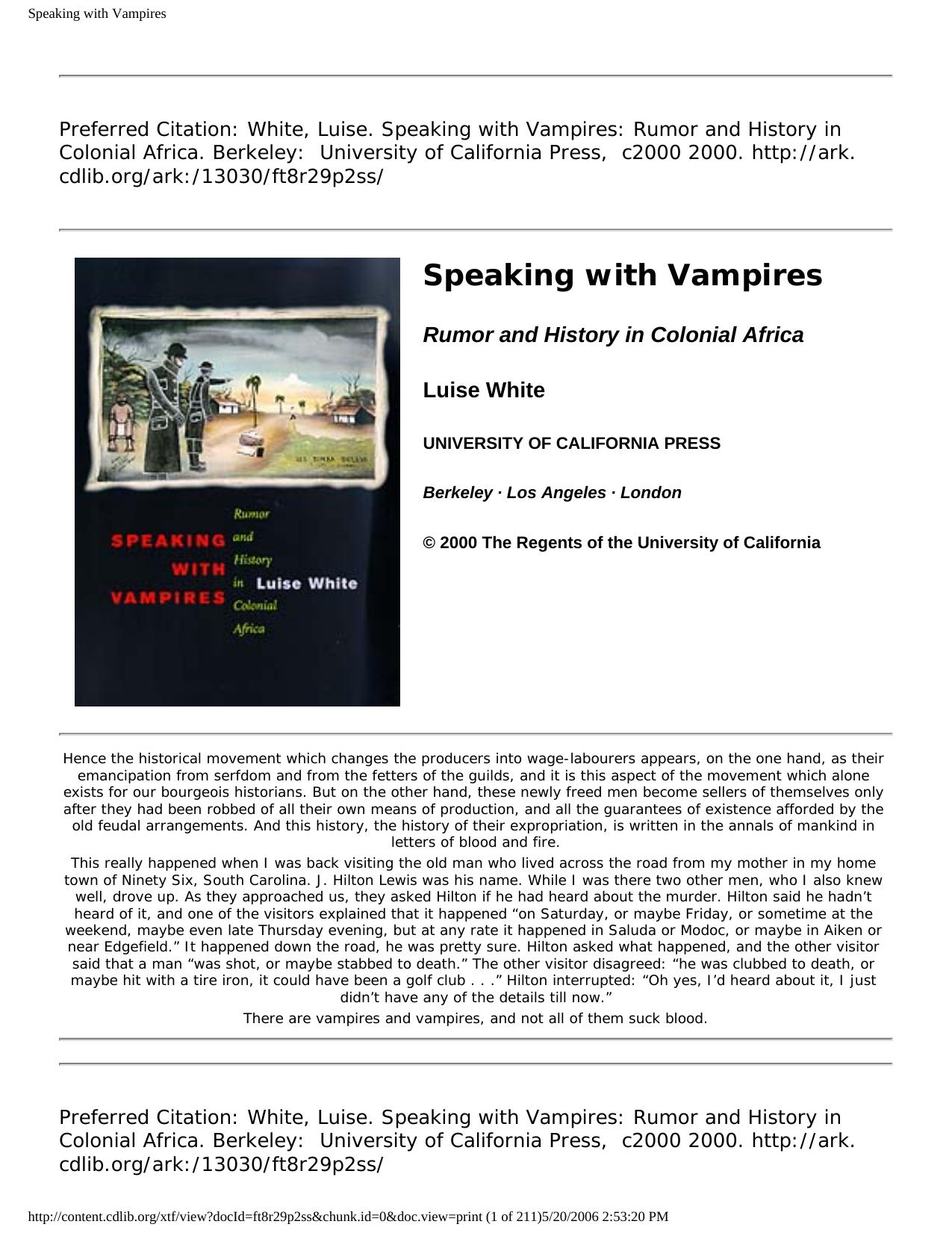 Speaking with Vampires by Unknown