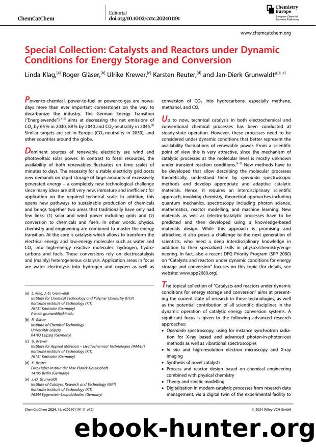 Special Collection: Catalysts and Reactors under Dynamic Conditions for Energy Storage and Conversion by Unknown