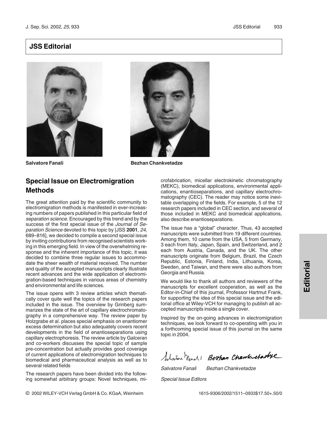 Special Issue on Electromigration Methods by Unknown