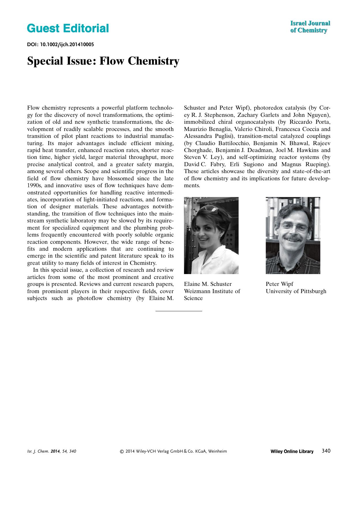 Special Issue: Flow Chemistry by Unknown