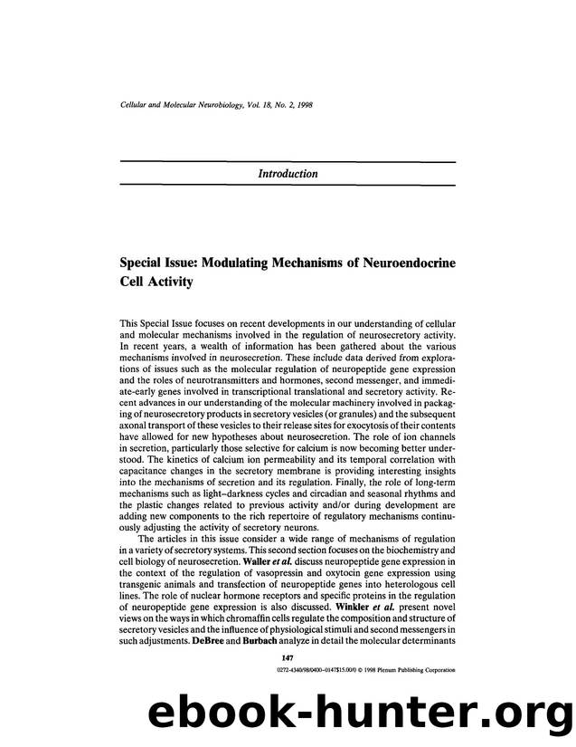 Special Issue: Modulating Mechanisms of Neuroendocrine Cell Activity by Unknown