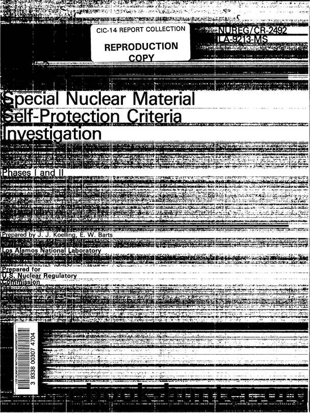 Special Nuclear Material self-protection criteria investigation   phases I and II  None by LANL Research Library LWW Project