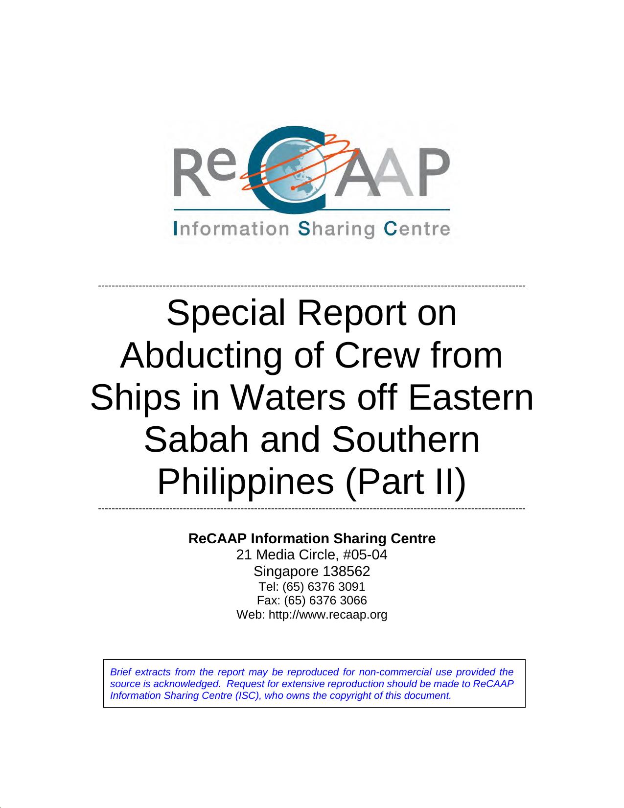 Special Report on Abducting of Crew from Ships in Waters off Eastern Sabah and Southern Philippines (Part II) by Your User Name