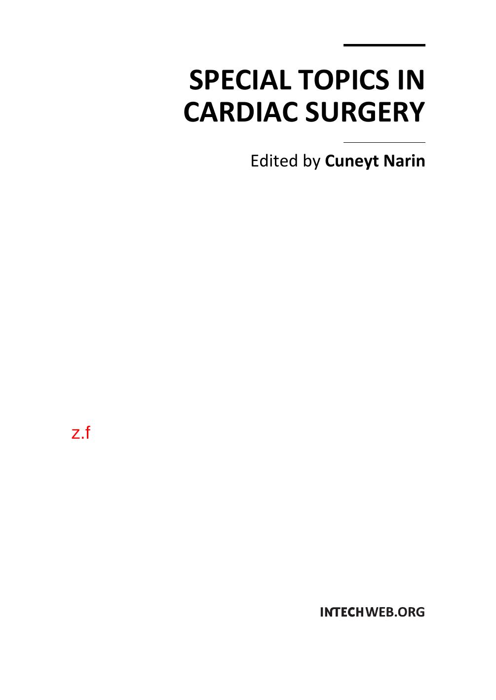 Special Topics in Cardiac Surgery by Special Topics in Cardiac Surgery (2012)