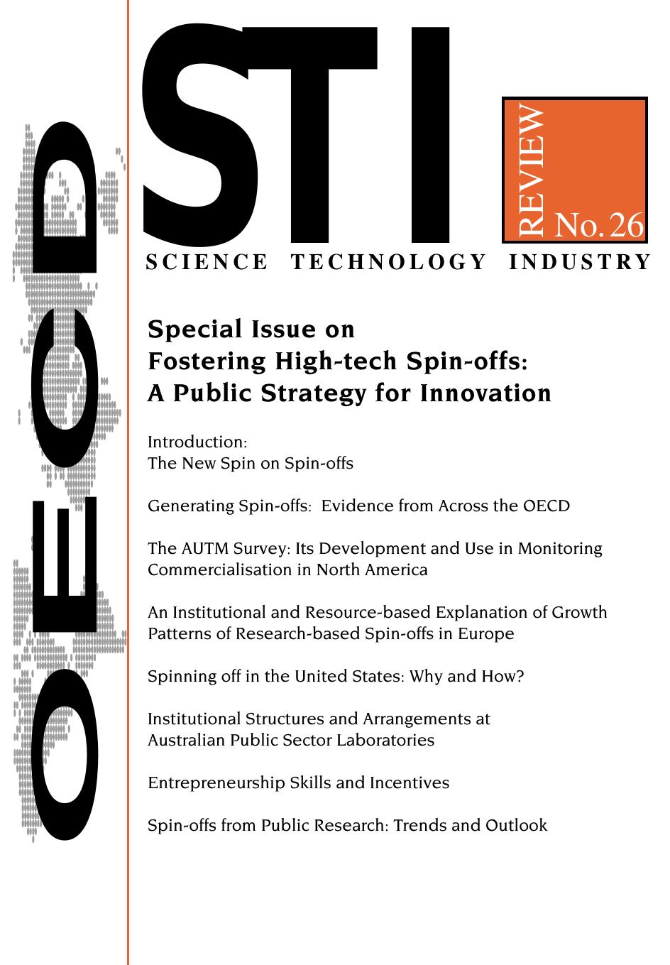 Special issue on fostering high-tech spin-offs: a public strategy for innovation by OECD