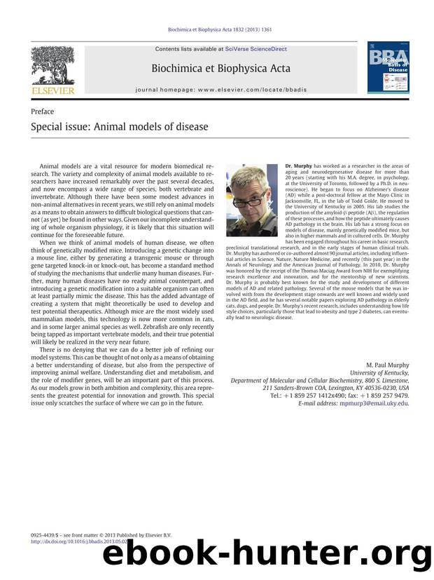 Special issue: Animal models of disease by M. Paul Murphy