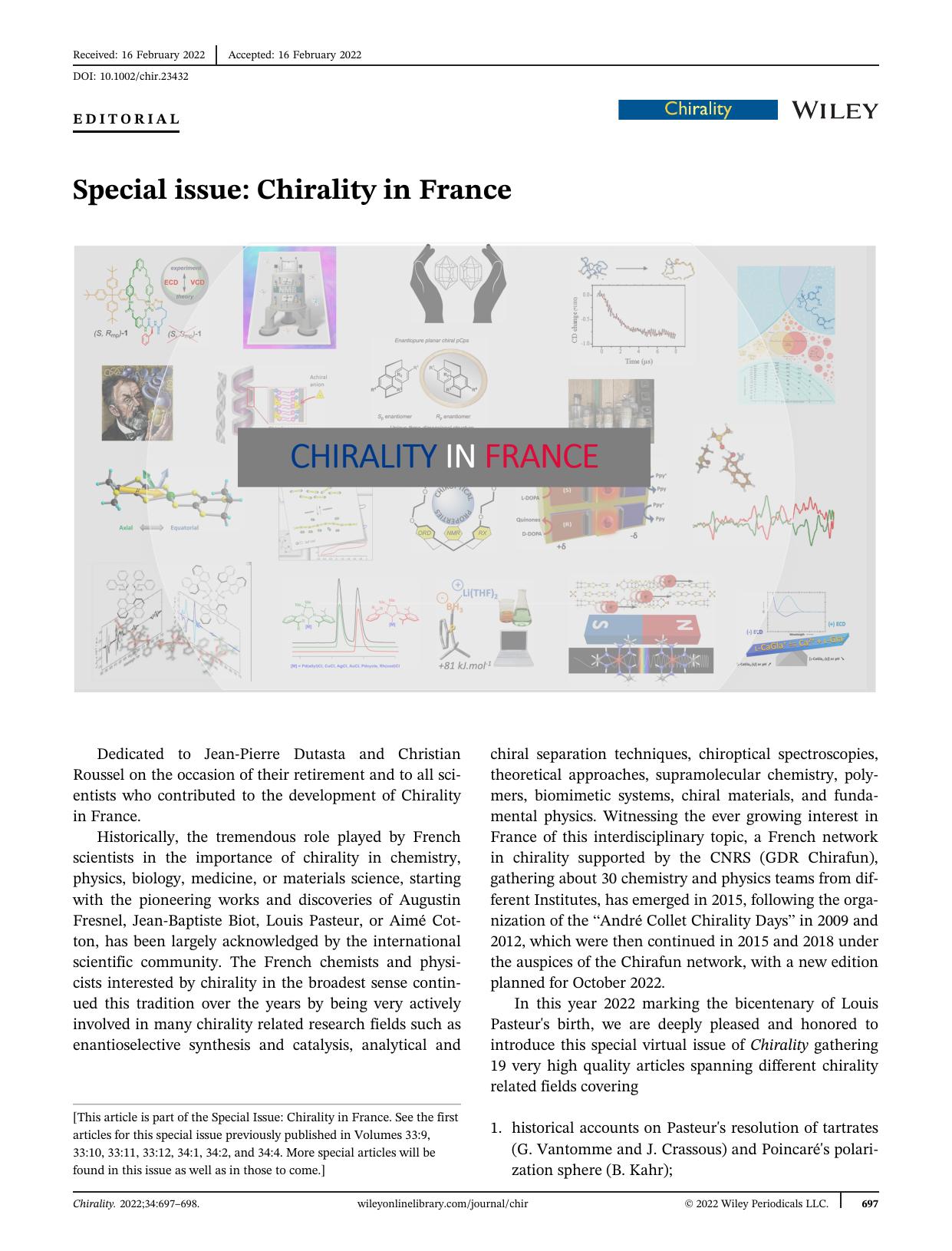 Special issue: Chirality in France by unknow