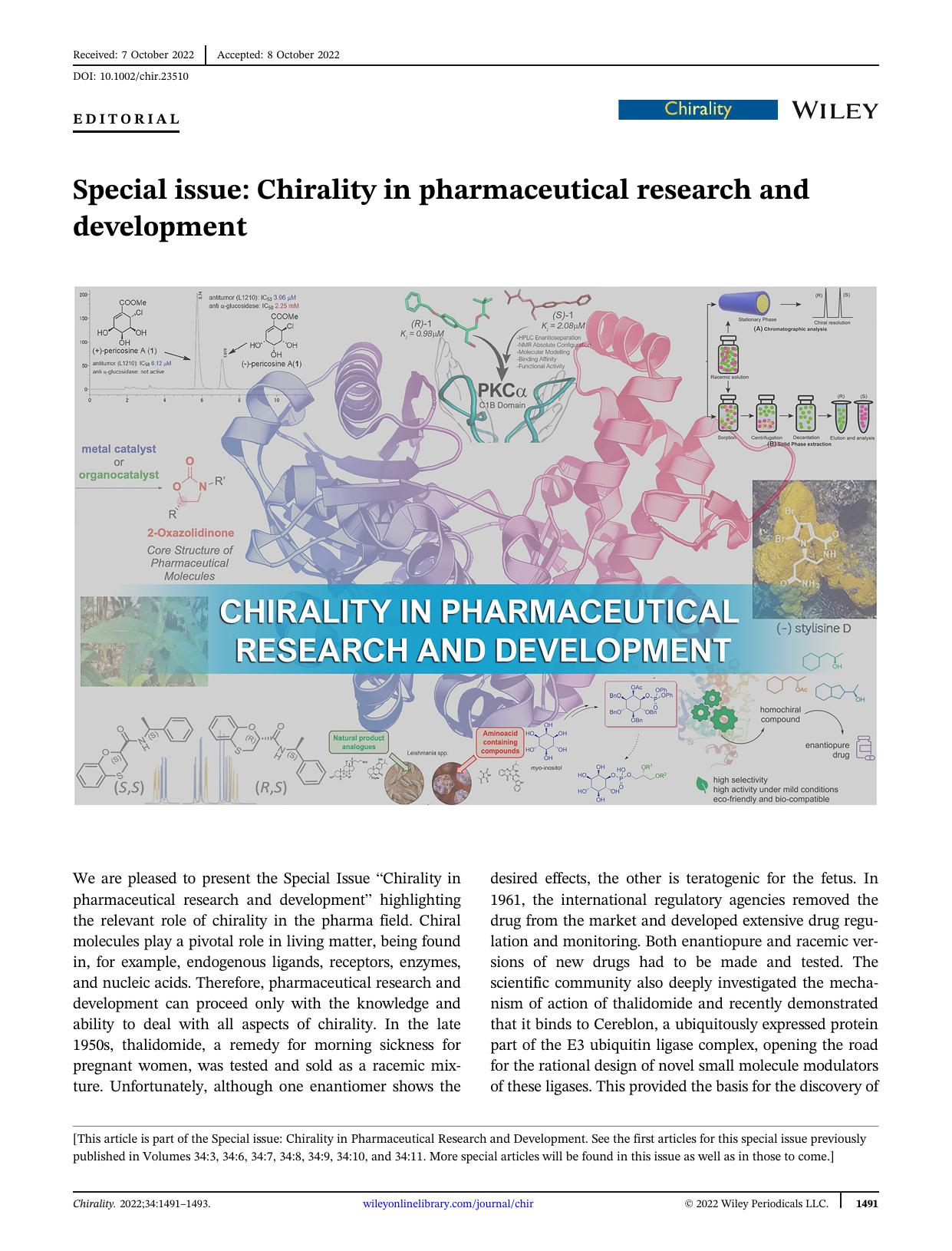 Special issue: Chirality in pharmaceutical research and development by unknow