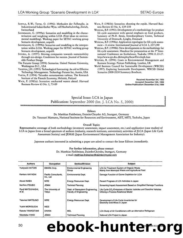 Special issue: LCA in Japan by Unknown