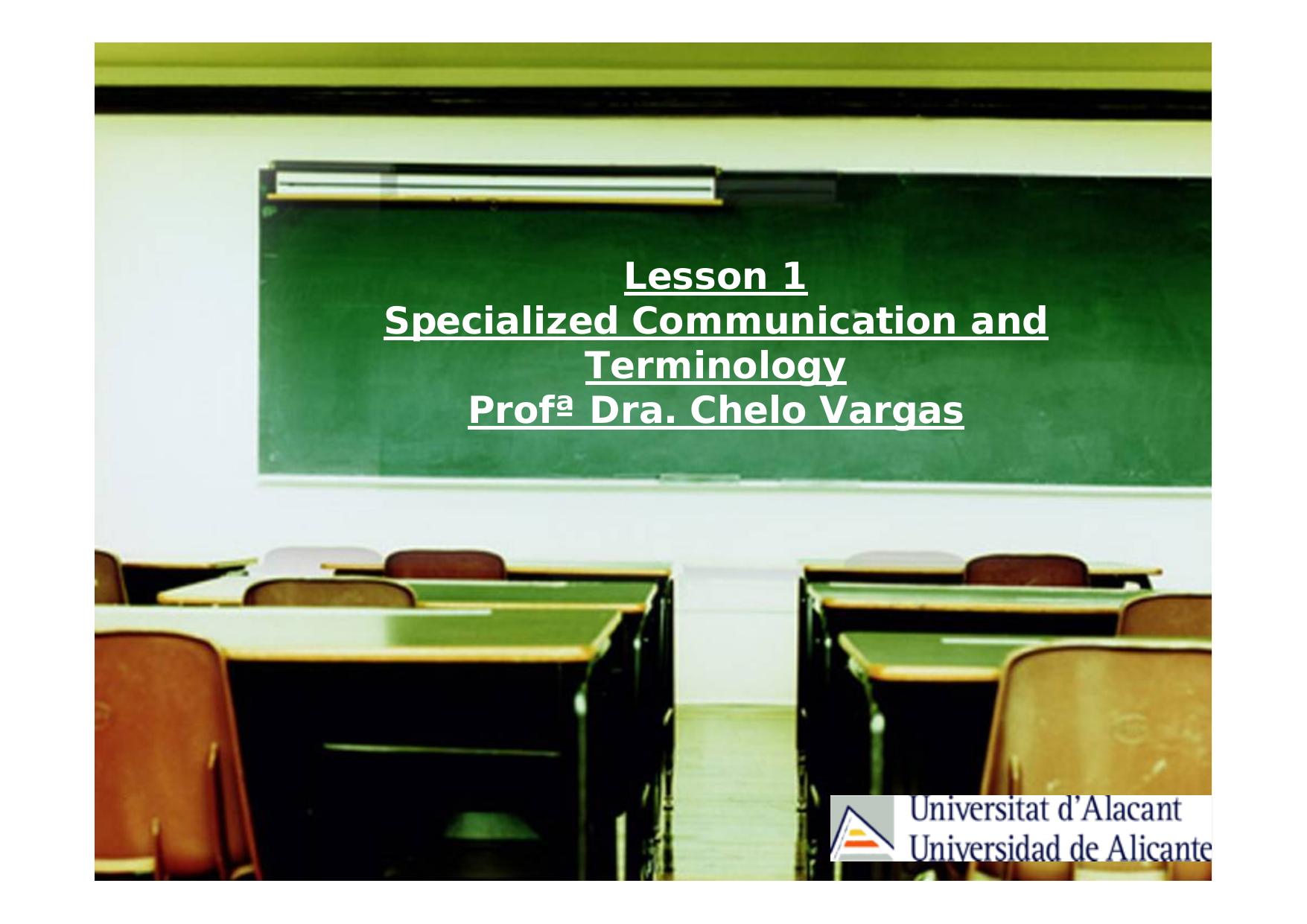 Specialized Communication and Terminology. Lesson 1 by Vargas Chelo