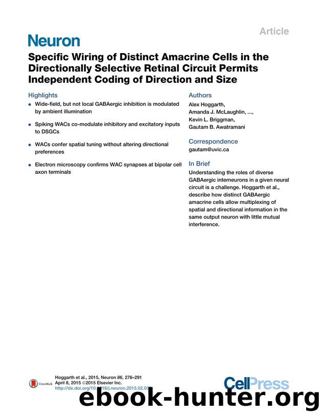 Specific Wiring of Distinct Amacrine Cells in the Directionally Selective Retinal Circuit Permits Independent Coding of Direction and Size by unknow