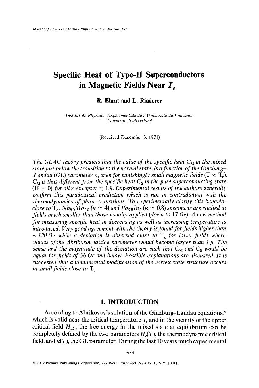 Specific heat of type-II superconductors in magnetic fields near <Emphasis Type="Italic">T <Emphasis> <Subscript> <Emphasis Type="Italic">c <Emphasis> <Subscript> by Unknown