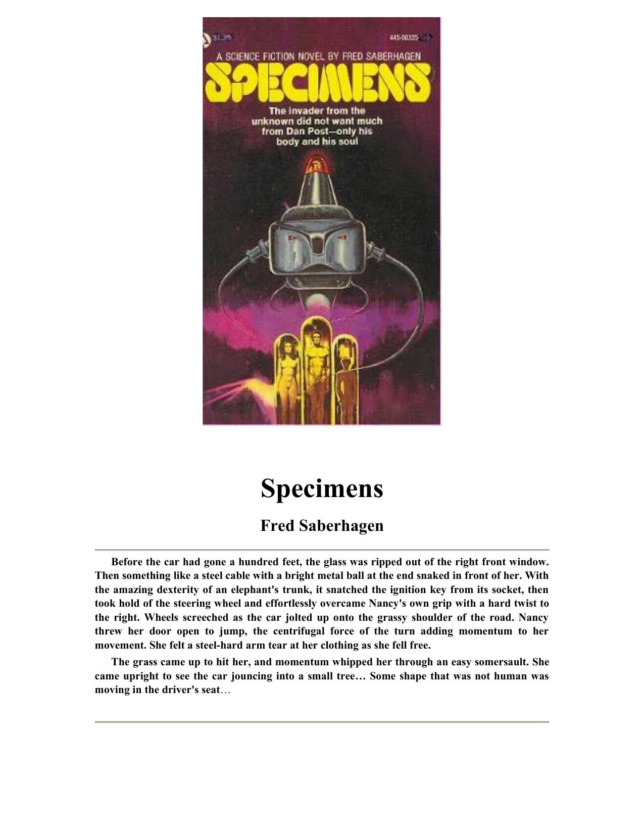 Specimens by Fred Saberhagen
