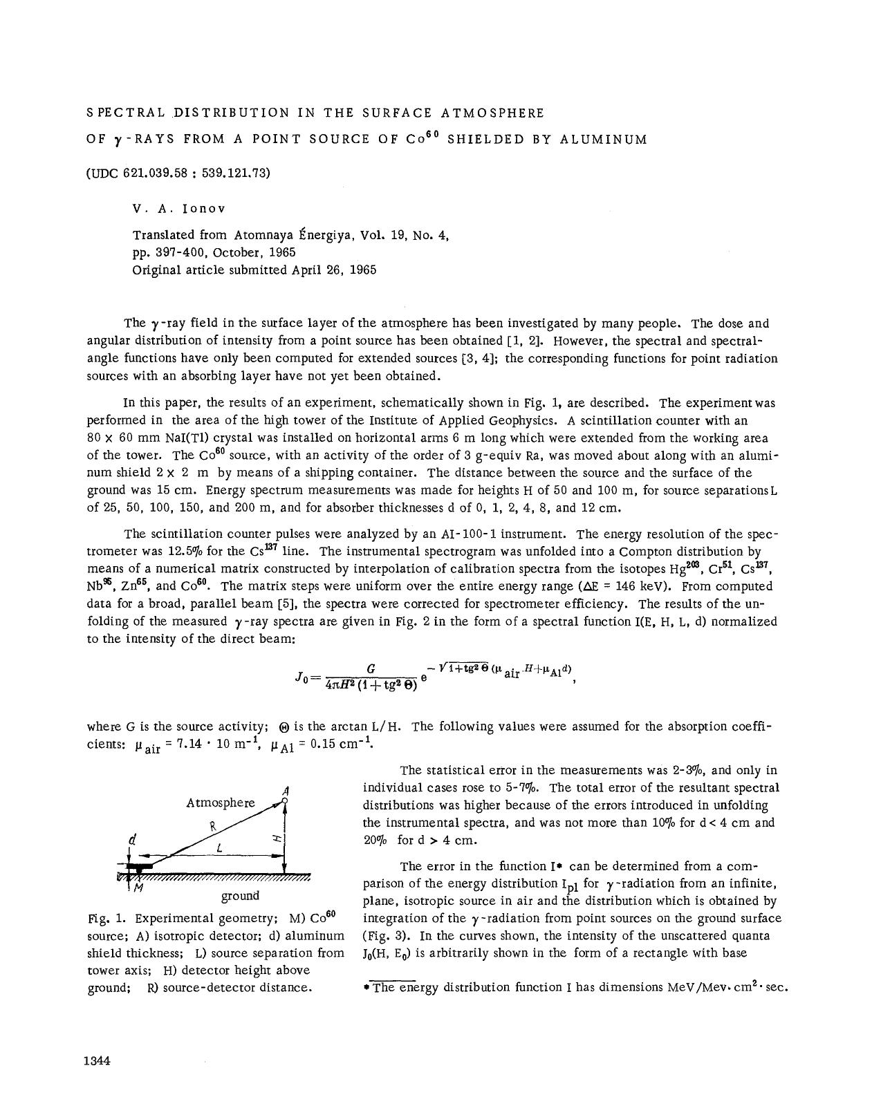 Spectral distribution in the surface atmosphere of &#x03B3;-rays from a point source of Co <Superscript>60 <Superscript> shielded by aluminum by Unknown