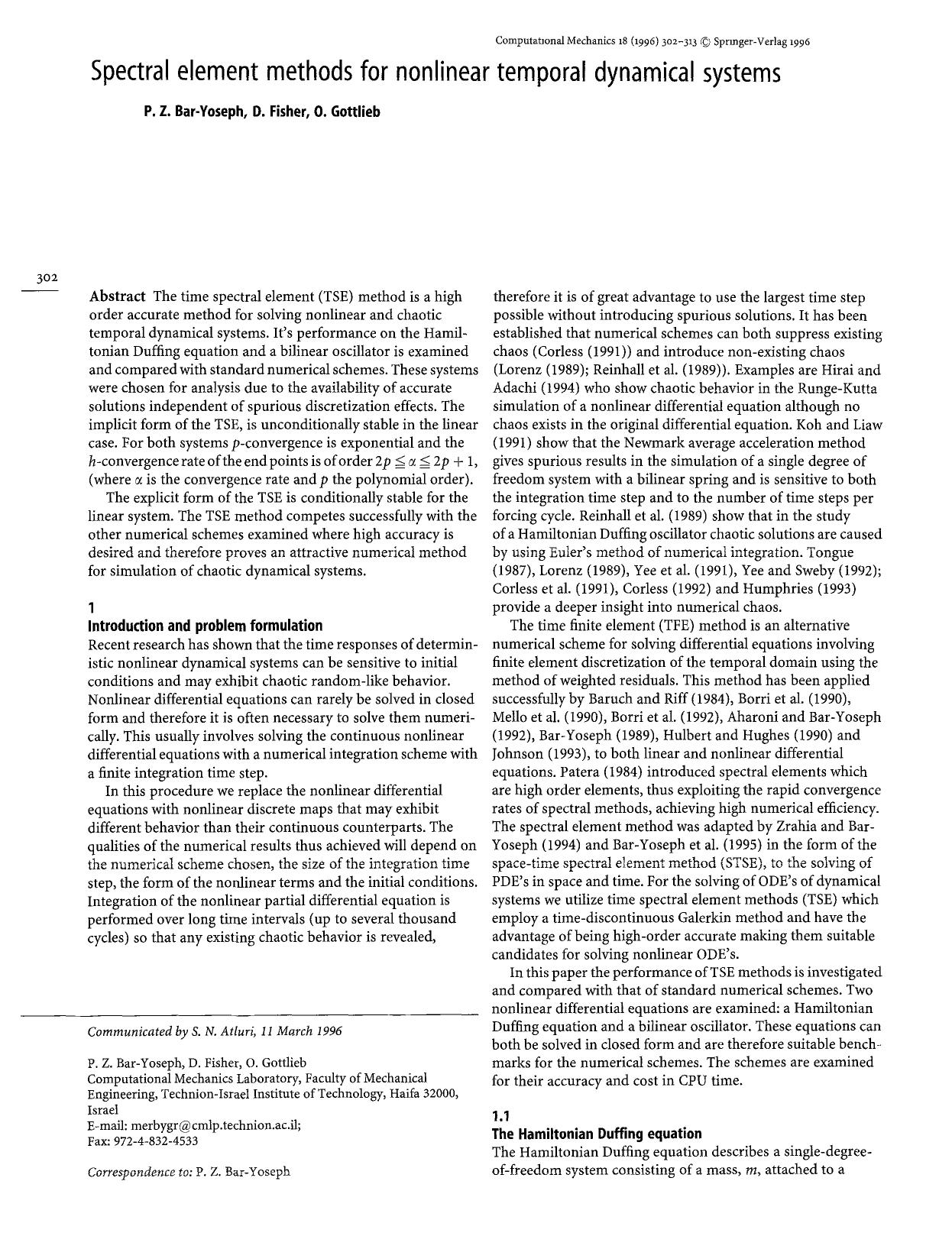 Spectral element methods for nonlinear temporal dynamical systems by Unknown