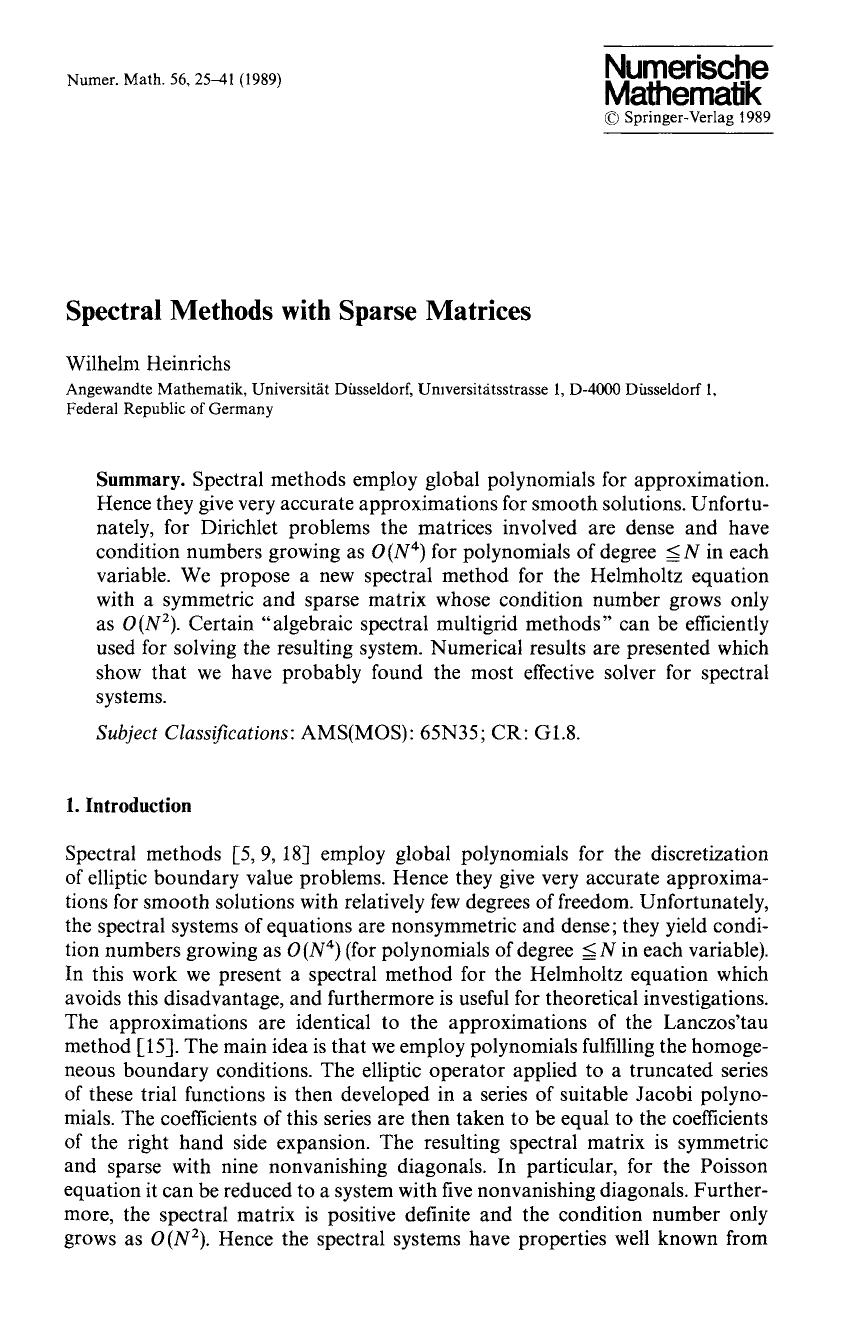 Spectral methods with sparse matrices by Unknown