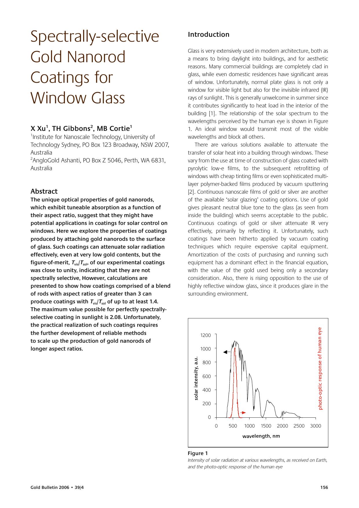Spectrally-selective gold nanorod coatings for window glass by Unknown