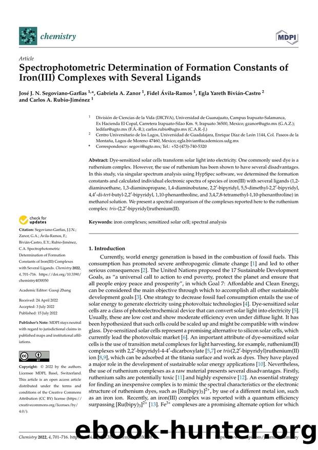 Spectrophotometric Determination of Formation Constants of Iron(III) Complexes with Several Ligands by unknow