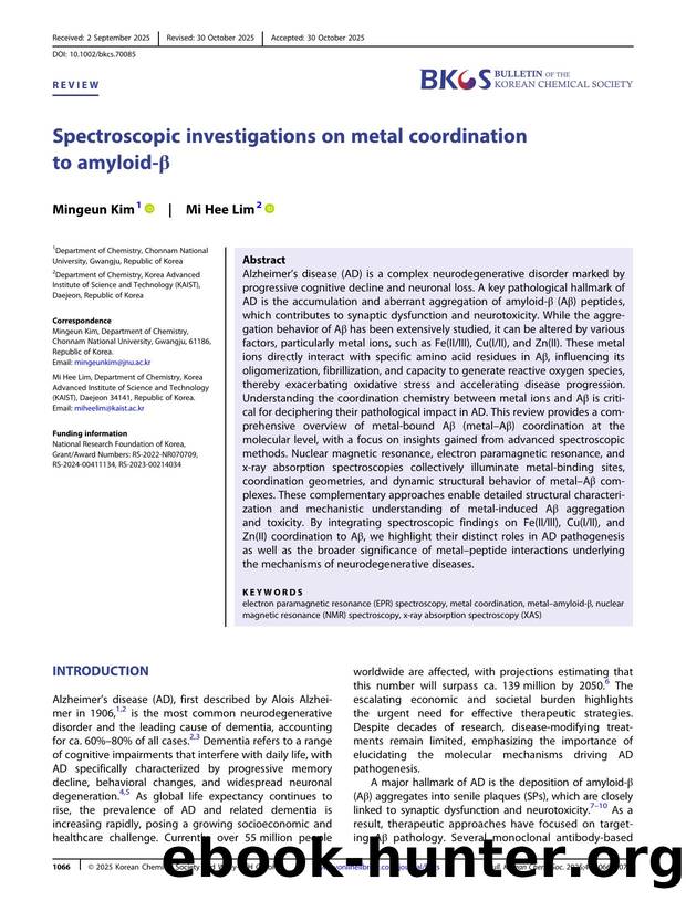 Spectroscopic Investigations on Metal Coordination to AmyloidâÎ² by Unknown