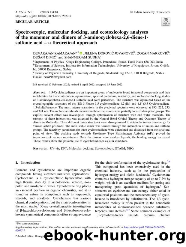 Spectroscopic, molecular docking, and ecotoxicology analyses of the monomer and dimers of 3-aminocyclohexa-2,6-diene-1-sulfonic acid â a theoretical approach by unknow