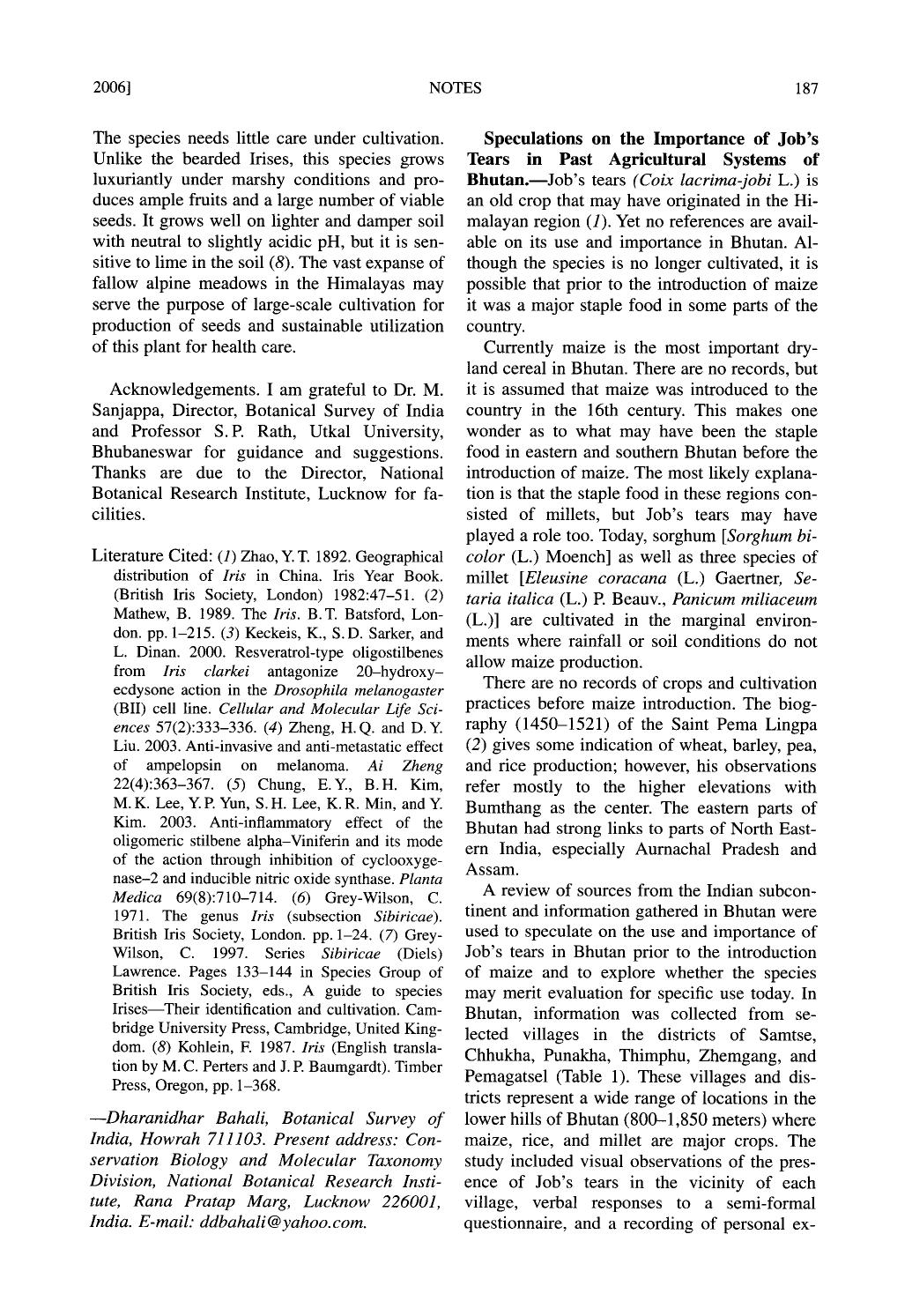 Speculations on the importance of job’s tears in past agricultural systems of Bhutan by Unknown