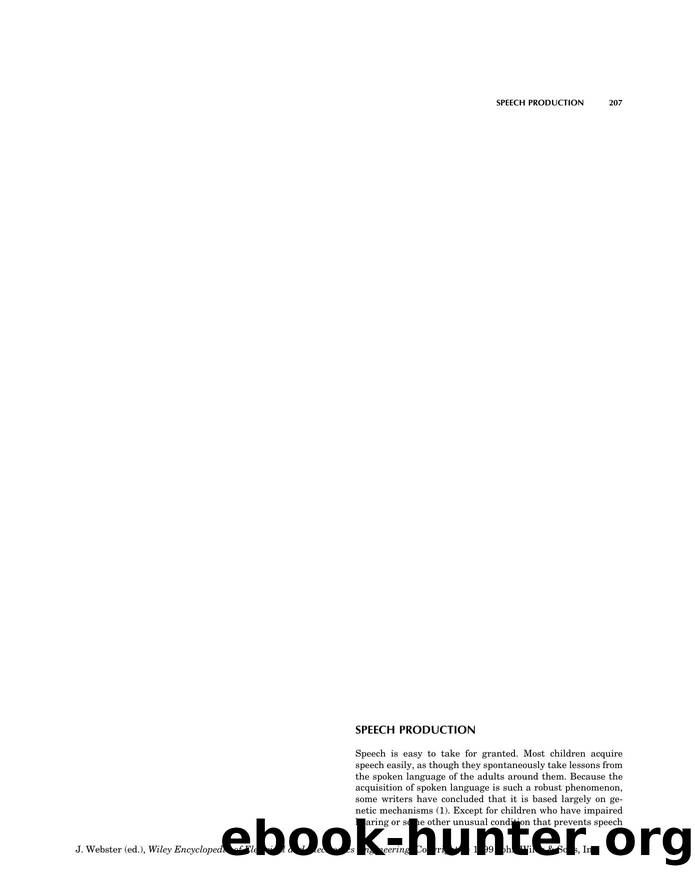 Speech Production". In: Wiley Encyclopedia of Electrical and Electronics Engineering by Unknown