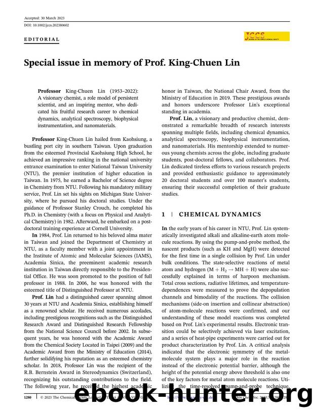 Speical Issue in Memory of Prof. KingâChuen Lin by Unknown