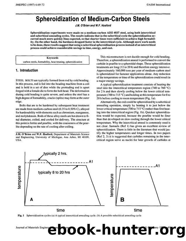 Spheroidization of medium-carbon steels by Unknown