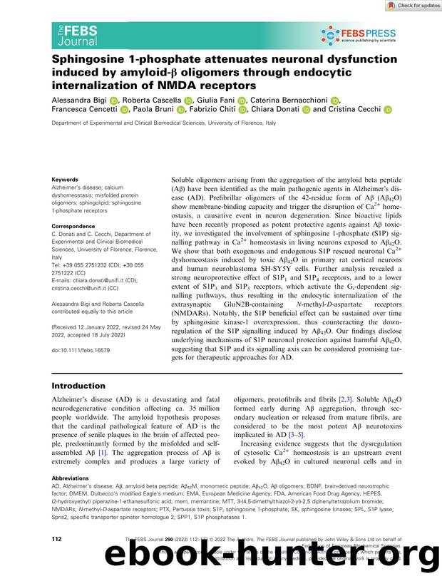 Sphingosine 1âphosphate attenuates neuronal dysfunction induced by amyloidâÎ² oligomers through endocytic internalization of NMDA receptors by Unknown