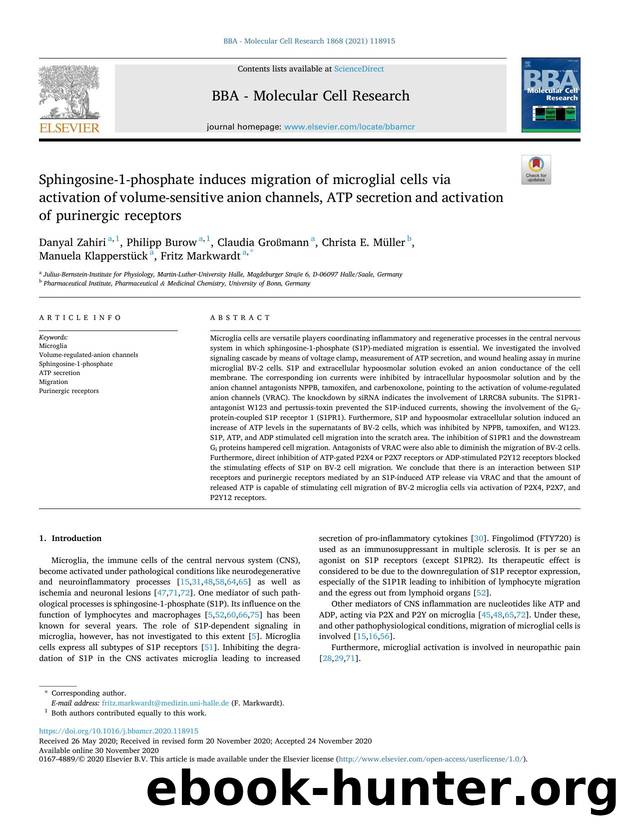 Sphingosine-1-phosphate induces migration of microglial cells via activation of volume-sensitive anion channels, ATP secretion and activation of purinergic receptors by unknow