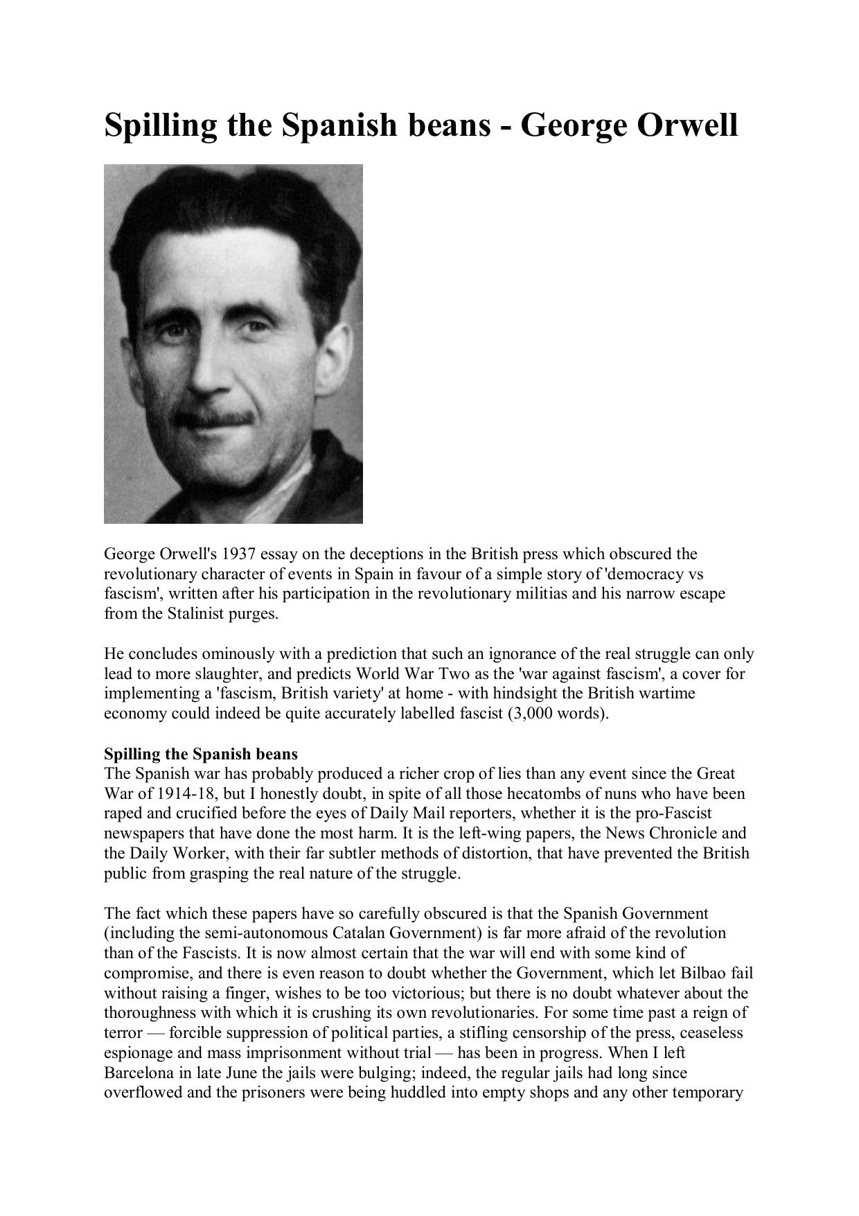 Spilling the Spanish beans by George Orwell