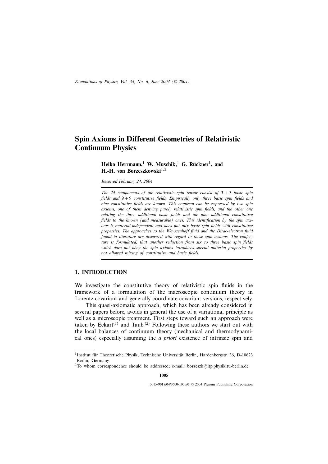 Spin Axioms in Different Geometries of Relativistic Continuum Physics by Unknown