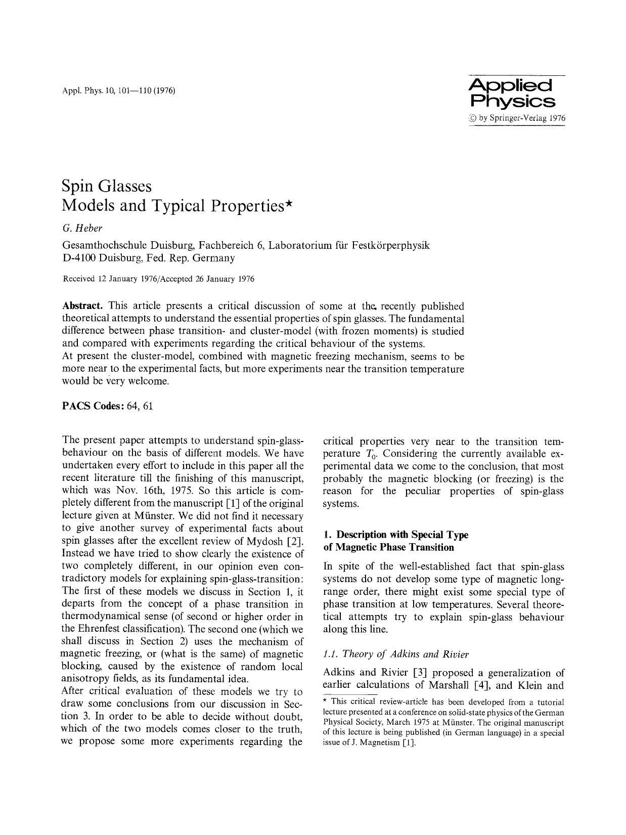Spin glasses models and typical properties by Unknown