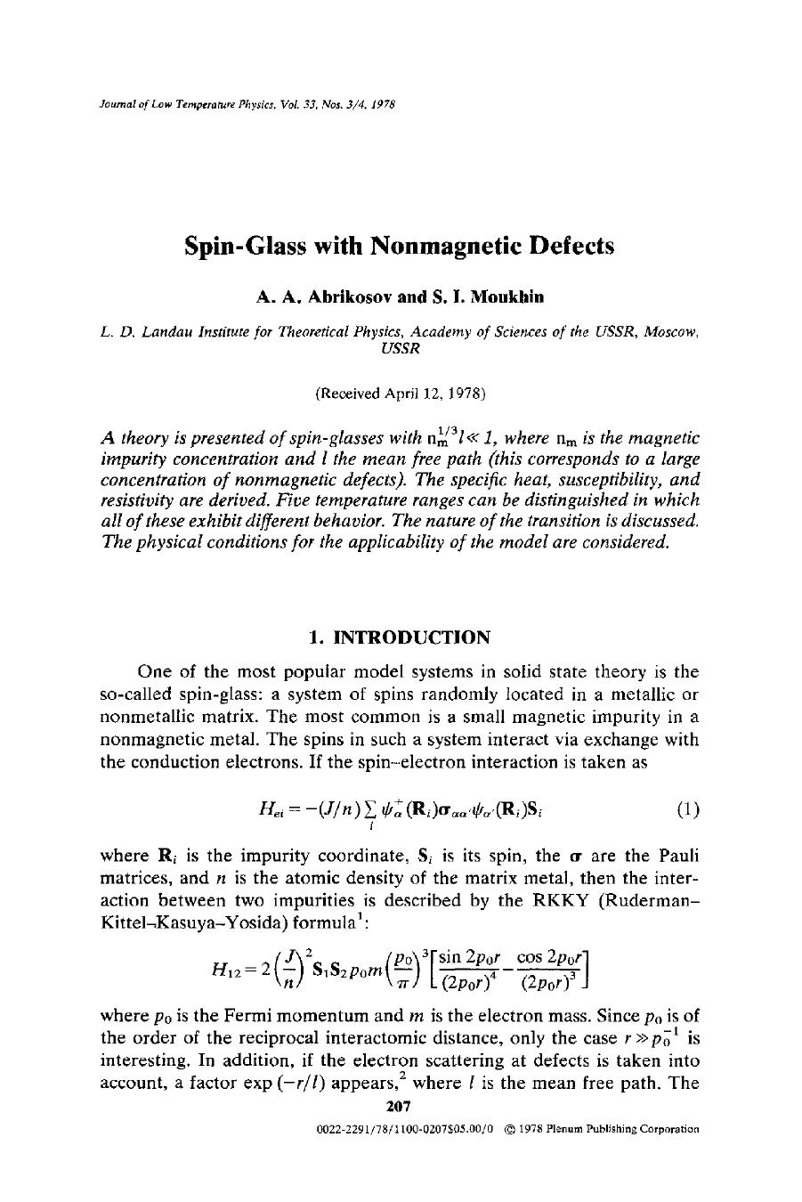 Spin-glass with nonmagnetic defects by Unknown