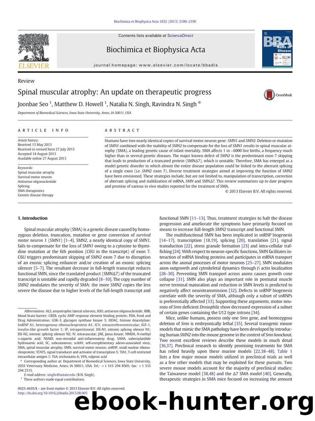 Spinal muscular atrophy: An update on therapeutic progress by Joonbae Seo & Matthew D. Howell & Natalia N. Singh & Ravindra N. Singh