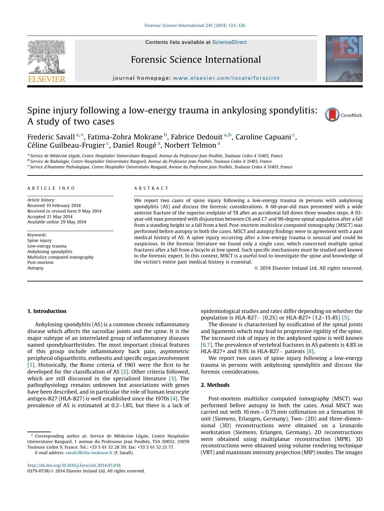 Spine injury following a low-energy trauma in ankylosing spondylitis: A study of two cases by unknow
